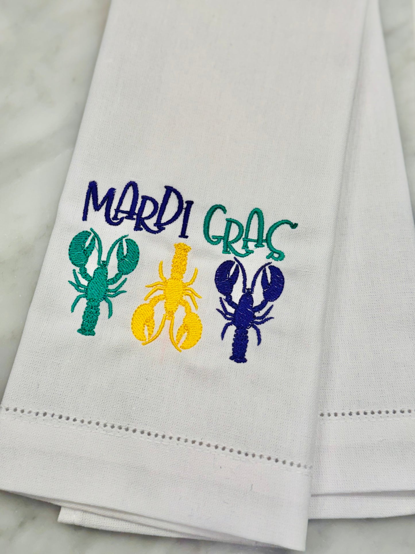 Mardi Gras Crawfish Tea Towel